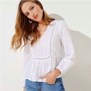 Loft white floral embroidered blouse